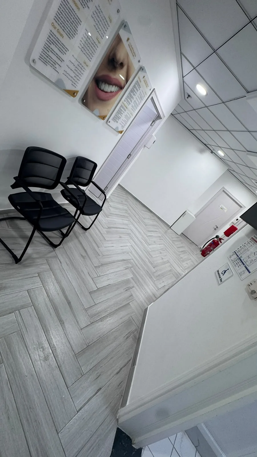 Clinical corridor and patient seating at KERVA Dental Clinic in Deira, Dubai